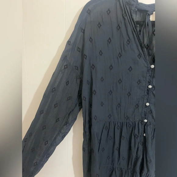 Anthropologie Pilcro Embroidered Sheer Black Pullover Long Sleeve Tunic - Picture 7 of 11
